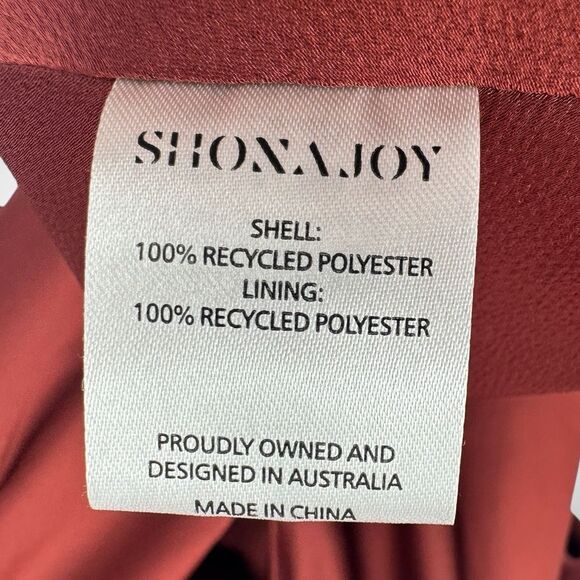 Shona Joy Luxe Twist Ballon Sleeve Cut Out Midi Dress Size US 10 AU 14 Sangria - Picture 7 of 10